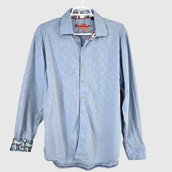 Robert Graham Other - 🛍️Robert Graham Cotton Button Down Dress Shirt Large Blue Paisley Print Top